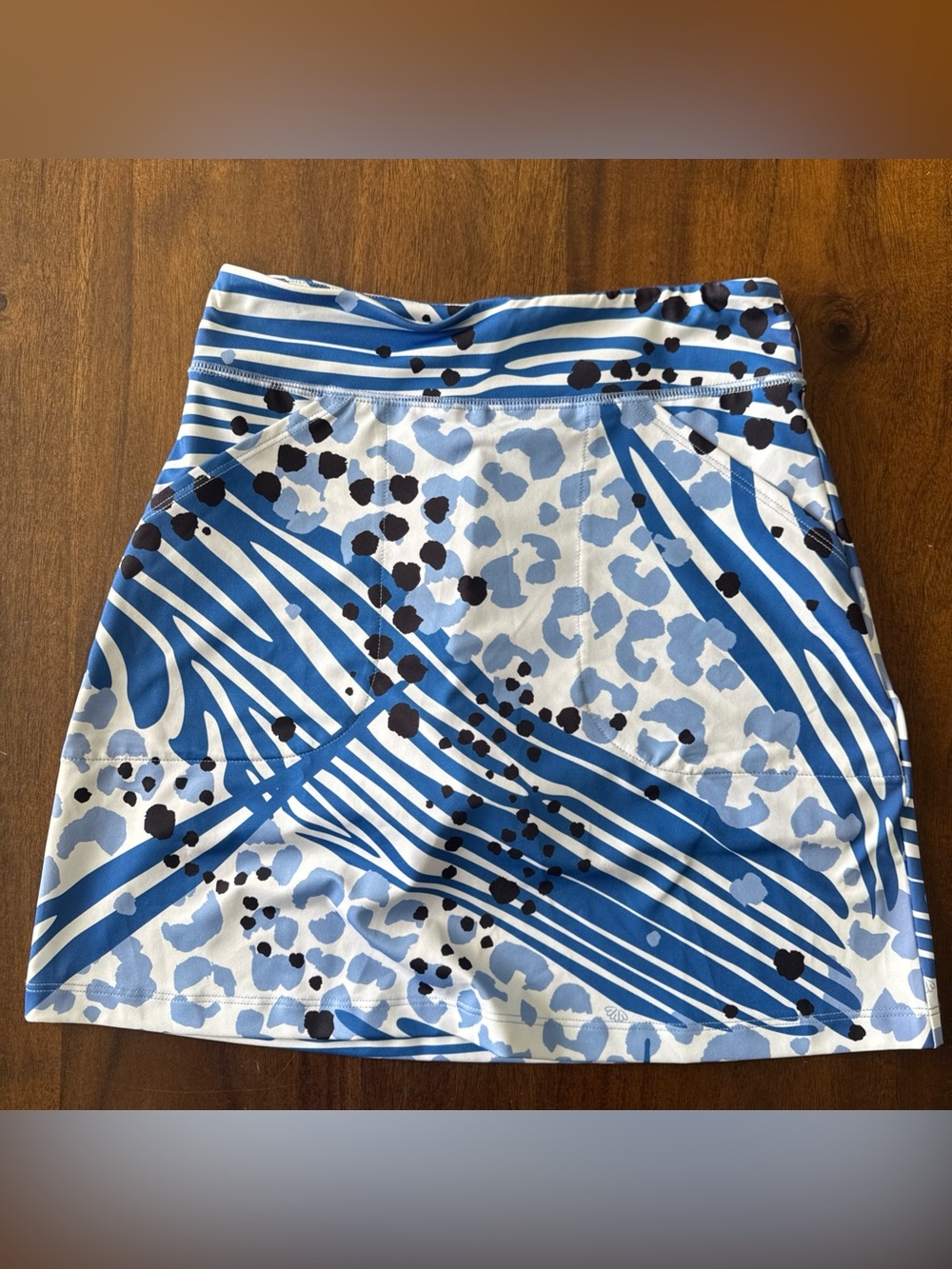 AnaClare Active White Blue Pull On Skirt Skort Stretch XS Golf Pickleball